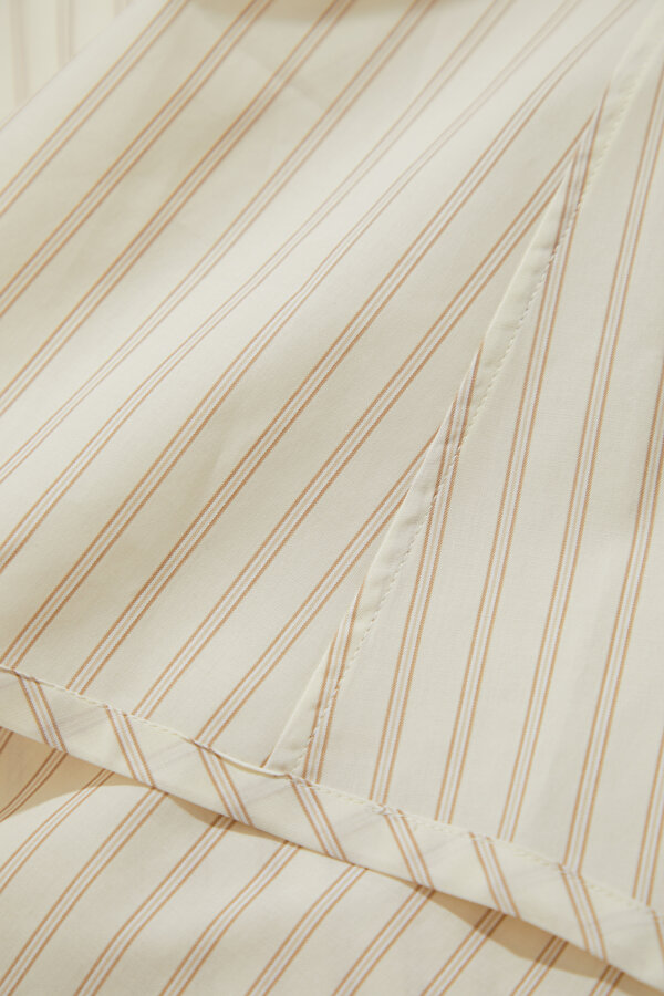 CREAM STRIPED PATTERNED LONG SLEEVE BLOUSE 6