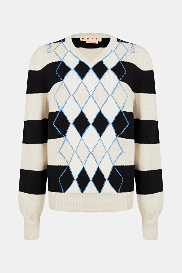 WHITE STRIPED PATTERNED JERSEY