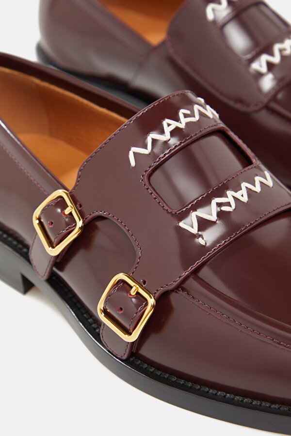 MAROON LEATHER SHOE 6