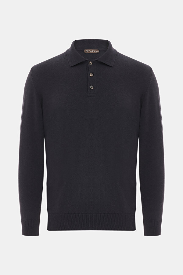 NAVY BLUE POLO NECK TRICOT