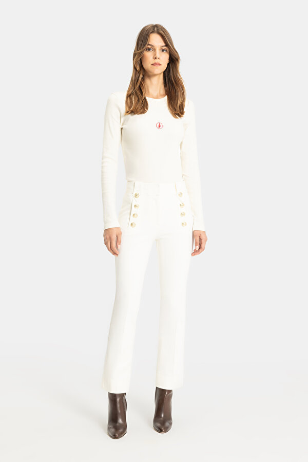 WHITE STRAIGHT CUT TROUSERS