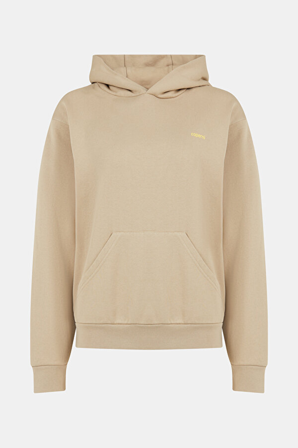 BEIGE RELAX FIT BICYCLE COLLAR SWEATSHIRT