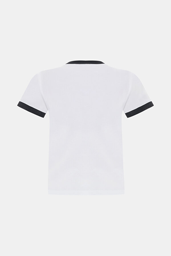 DAR KALIP BEYAZ O YAKA BASKILI T-SHIRT 2