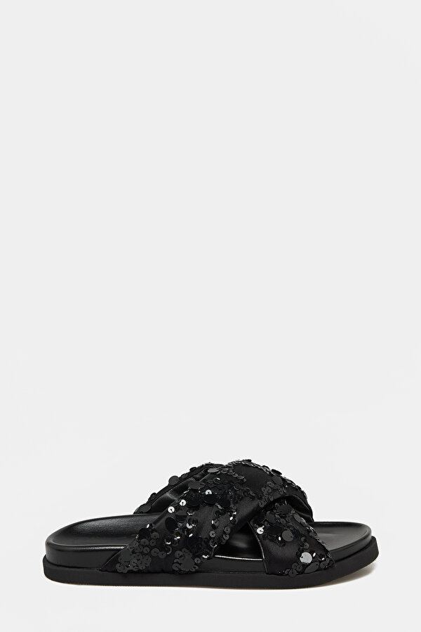 BLACK LEATHER SLIPPER