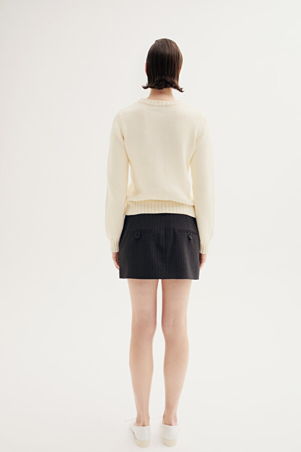 BLACK STRIPED PATTERNED WOOL SKIRT 2
