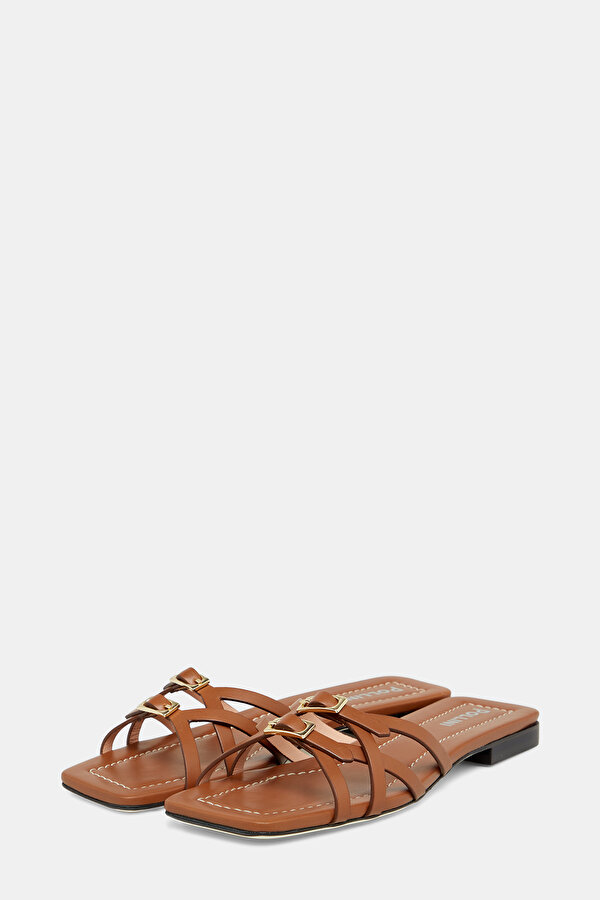 TAN LEATHER SLIPPER 2