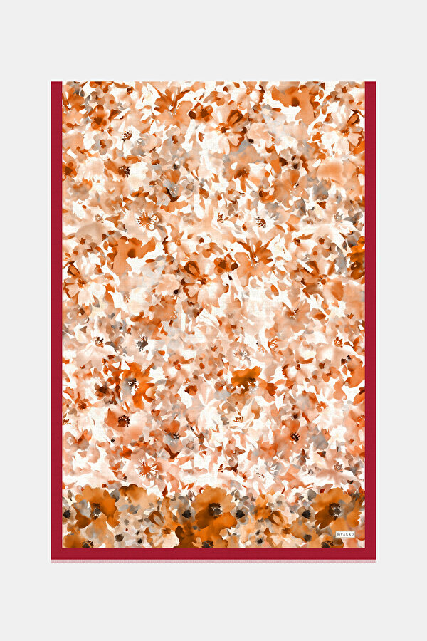 ORANGE FLORAL PATTERN SHAWL