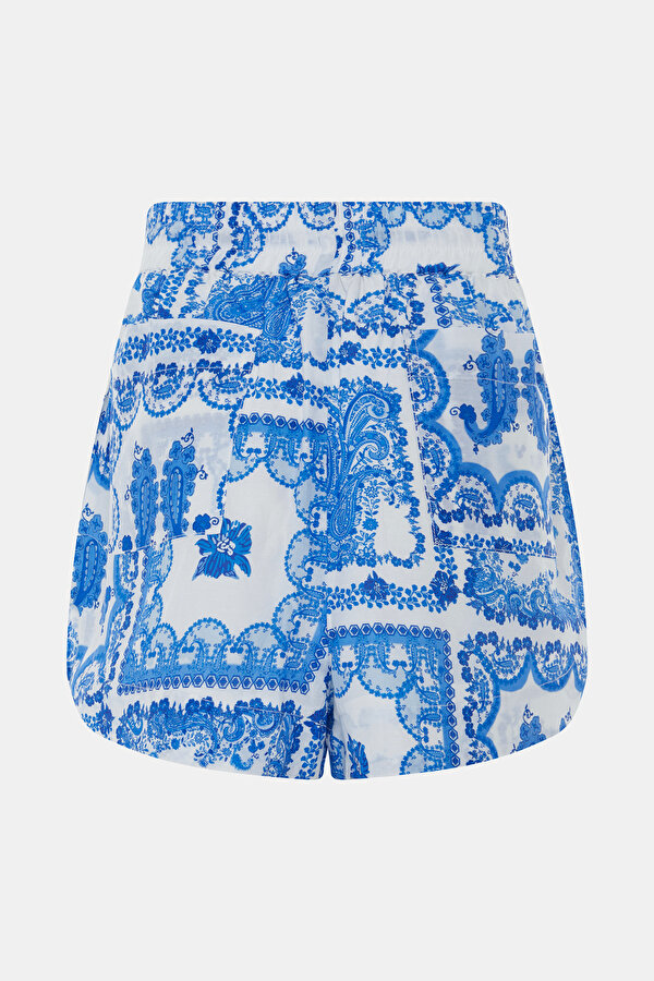 WHITE DESIGN FILLED HIGH WAIST SHORTS 6