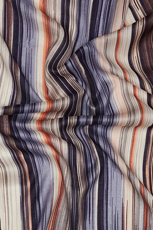 NAVY BLUE GEOMETRIC DESIGN VOILE SILK SHAWL 2