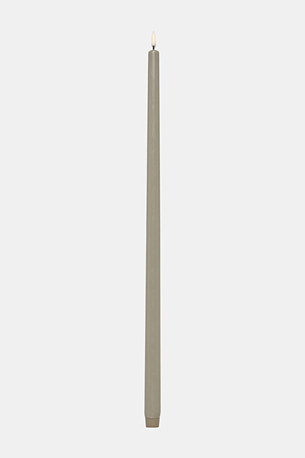 55 CM PİLLİ UZUN KONİK MUM-BEJ