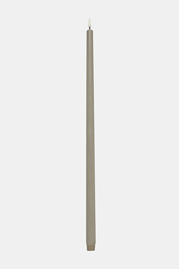 55 CM PİLLİ UZUN KONİK MUM-BEJ 2