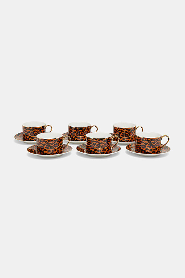 LEOPARD PATTERNED TEA CUP SET OF 6