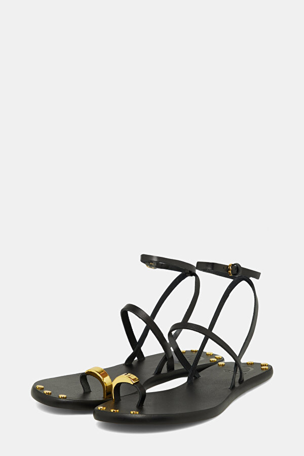 BLACK LEATHER SANDALS 2