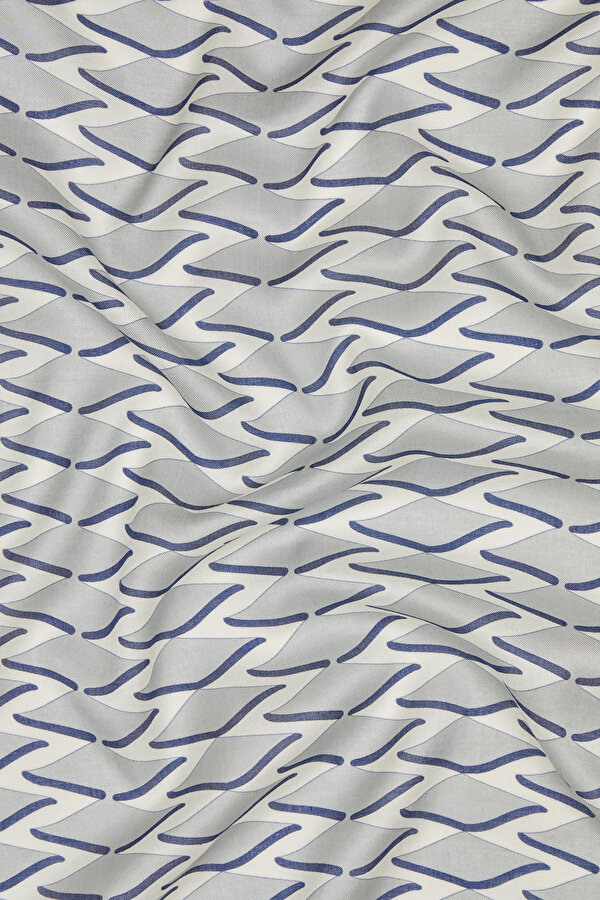 SILVER STRIPED PATTERNED VOILE SILK SHAWL 2