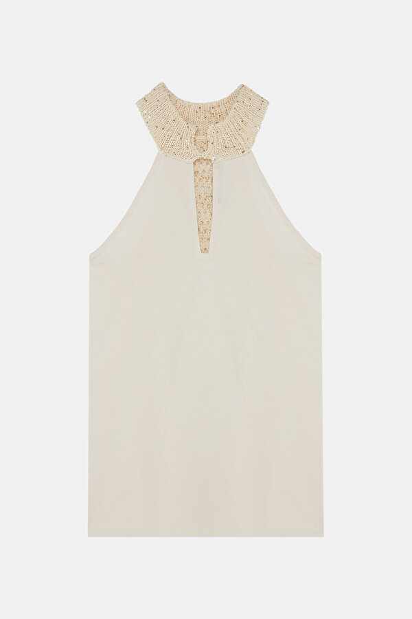 ECRU BASIC / ROUND NECKLINE SLEEVELESS BLOUSE 2