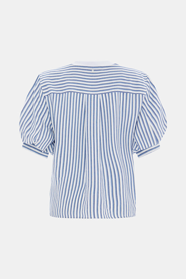 BLUE BASIC / ROUND NECKLINE SHORT SLEEVE BLOUSE 2