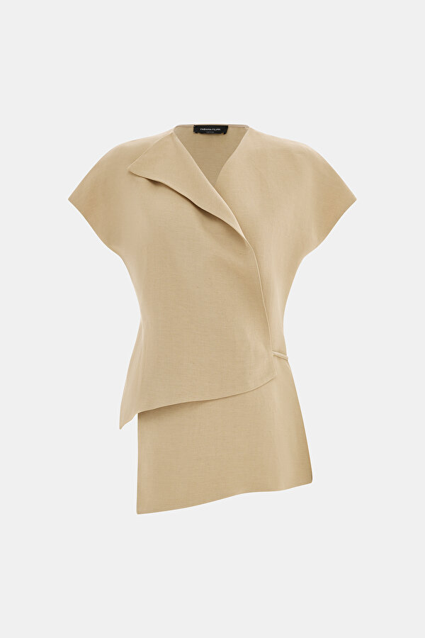BEIGE SHORT SLEEVE BLOUSE