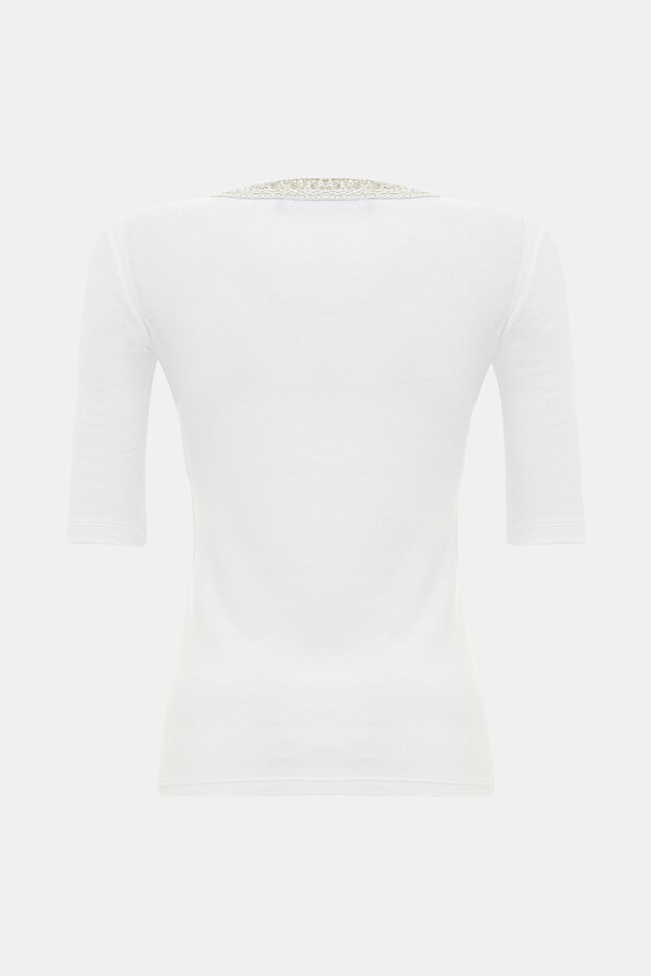 WHITE BASIC / ROUND NECKLINE SHORT SLEEVE TSHIRT 6