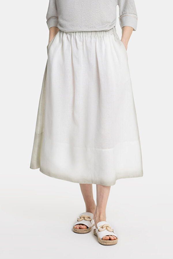 KHAKI DEGRADE DESIGN MIDI SKIRT 2