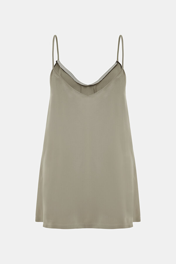 GREY PLUNGE NECKLINE SLEEVELESS SUSPENDER BLOUSE 2