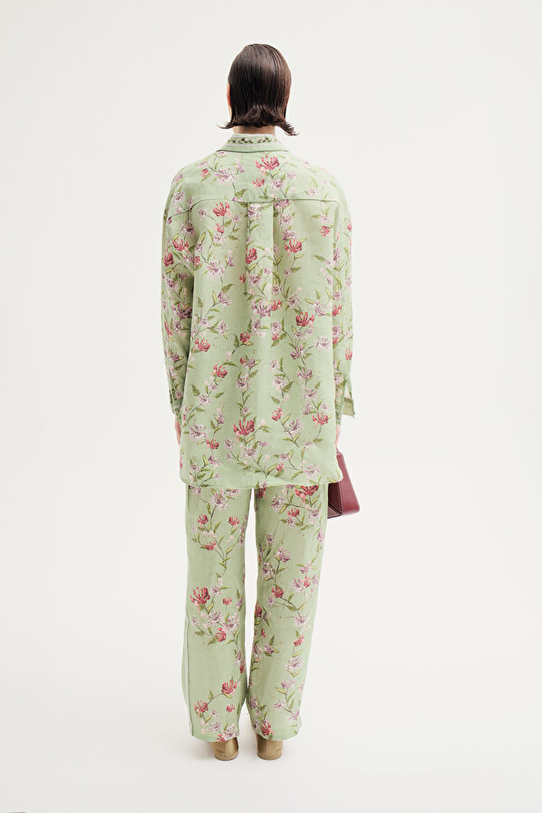 MULTİCOLOR STRAİGHT CUT LİNEN TROUSERS 2