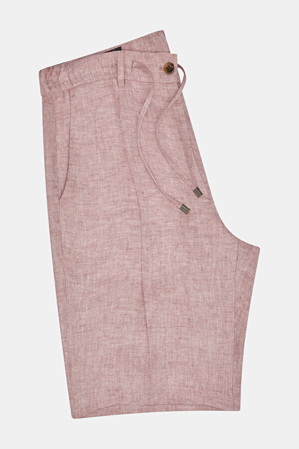 KOYU PEMBE BALIKSIRTI KETEN BERMUDA