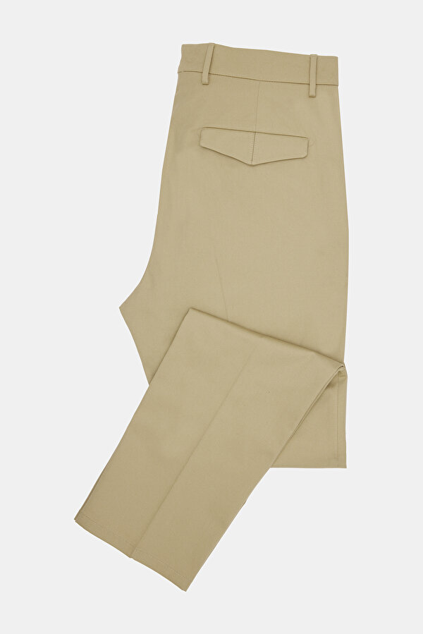 BEIGE PLAIN DIAGONAL TROUSERS 2