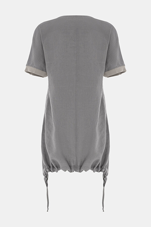 KHAKI BASIC / ROUND NECKLINE SHORT SLEEVE BLOUSE 6