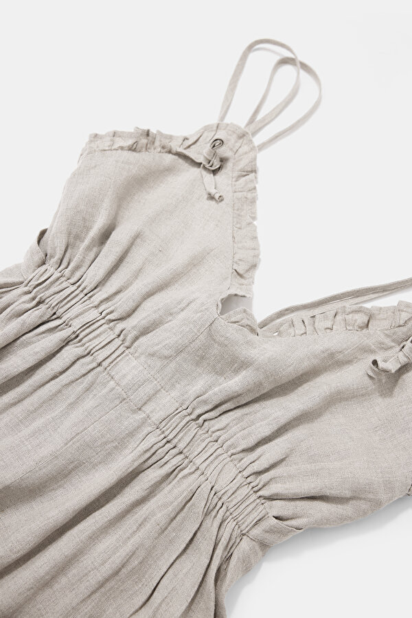 NATURAL SLEEVELESS SUSPENDER DRESS 7