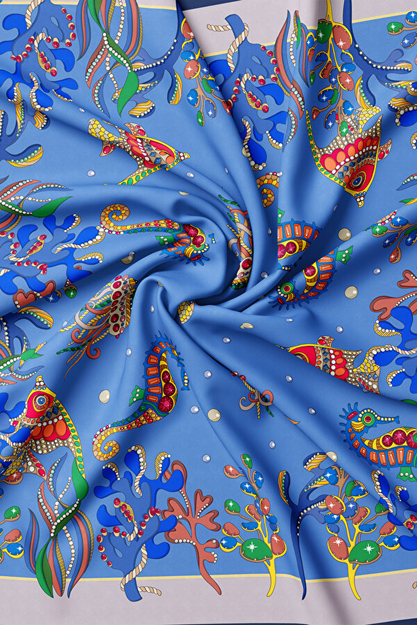 BLUE ANIMAL FIGURED TWILL BANDANA 2