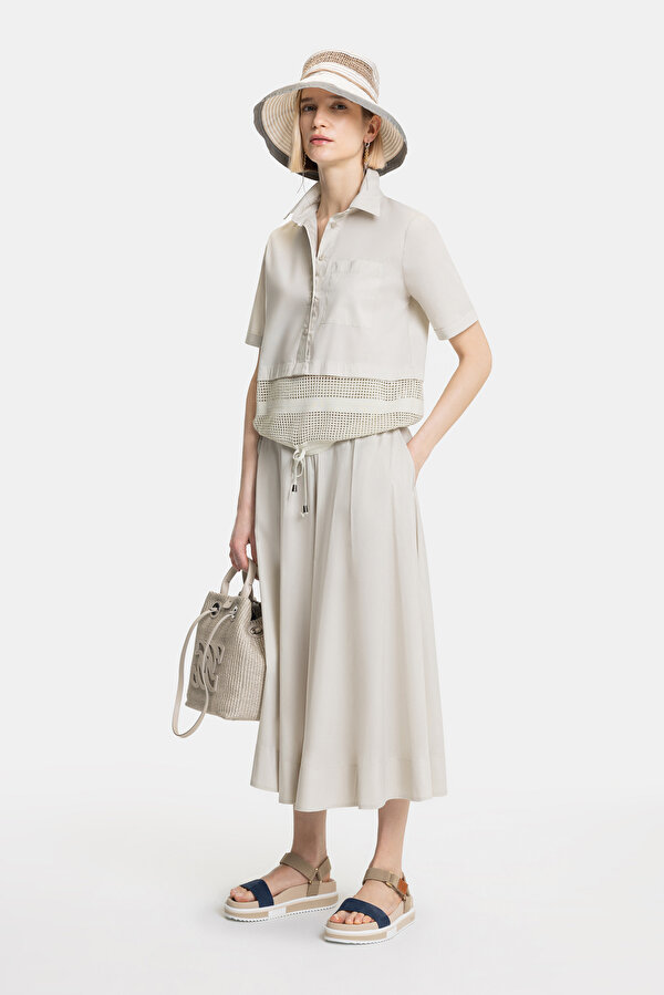 BEIGE WIDE LEG TROUSERS