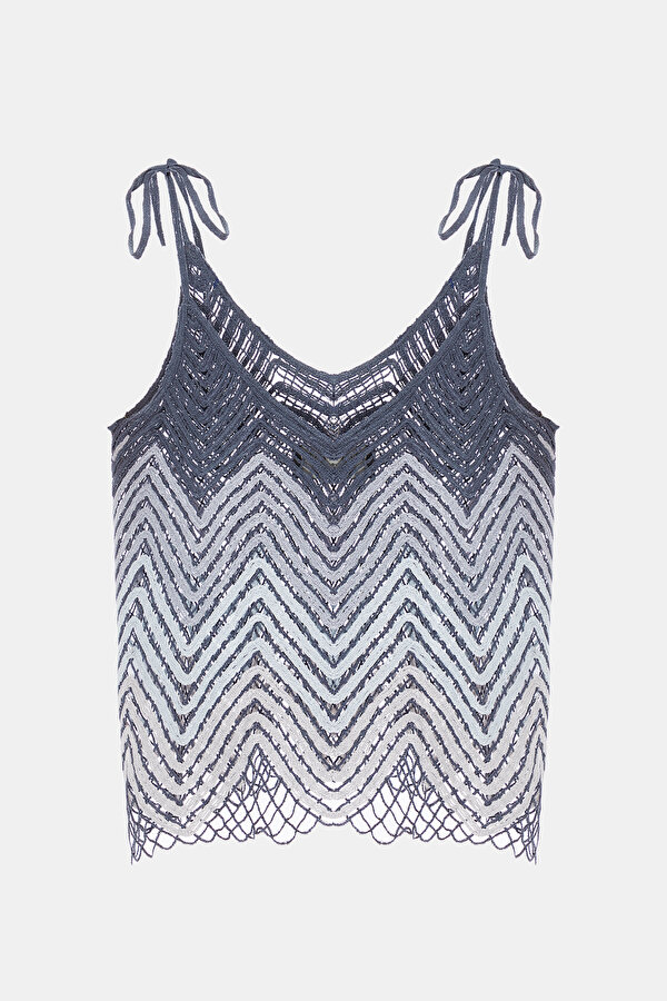 LIGHT GREY PLUNGE NECKLINE SLEEVELESS SUSPENDER BLOUSE 6