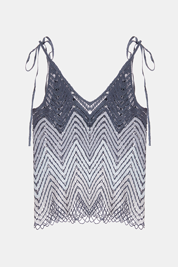 LIGHT GREY PLUNGE NECKLINE SLEEVELESS SUSPENDER BLOUSE 7