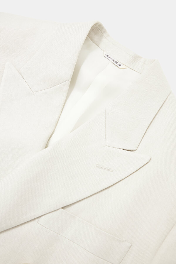 LIGHT BEIGE SURPLICE NECKLINE (CROSS-OVER NECKLINE) JACKET 7
