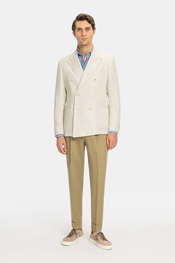 LIGHT BEIGE SURPLICE NECKLINE (CROSS-OVER NECKLINE) JACKET