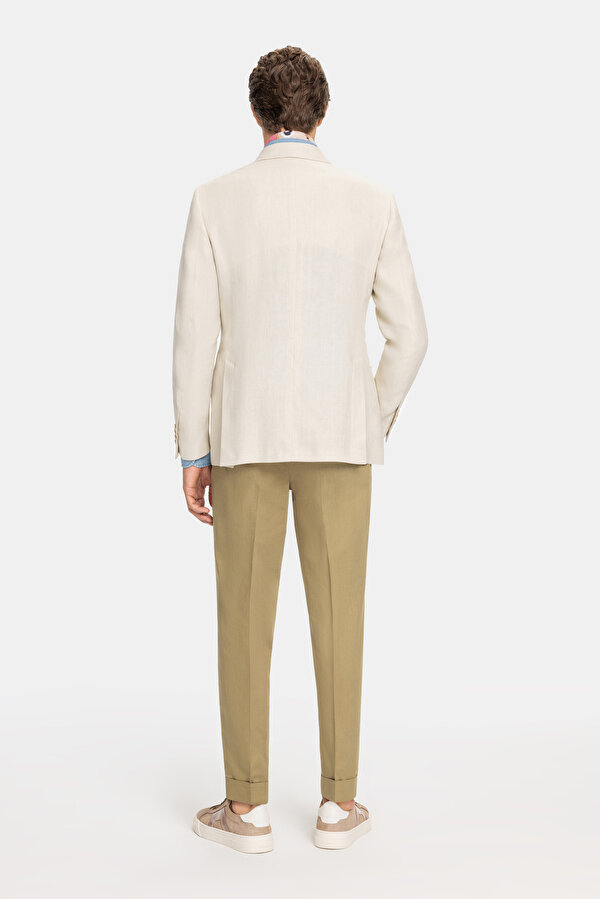 LIGHT BEIGE SURPLICE NECKLINE (CROSS-OVER NECKLINE) JACKET 2
