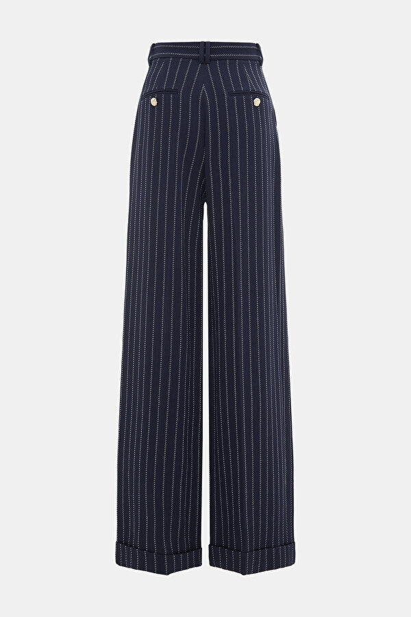 ECRU STRIPED STRAIGHT CUT TROUSERS 6