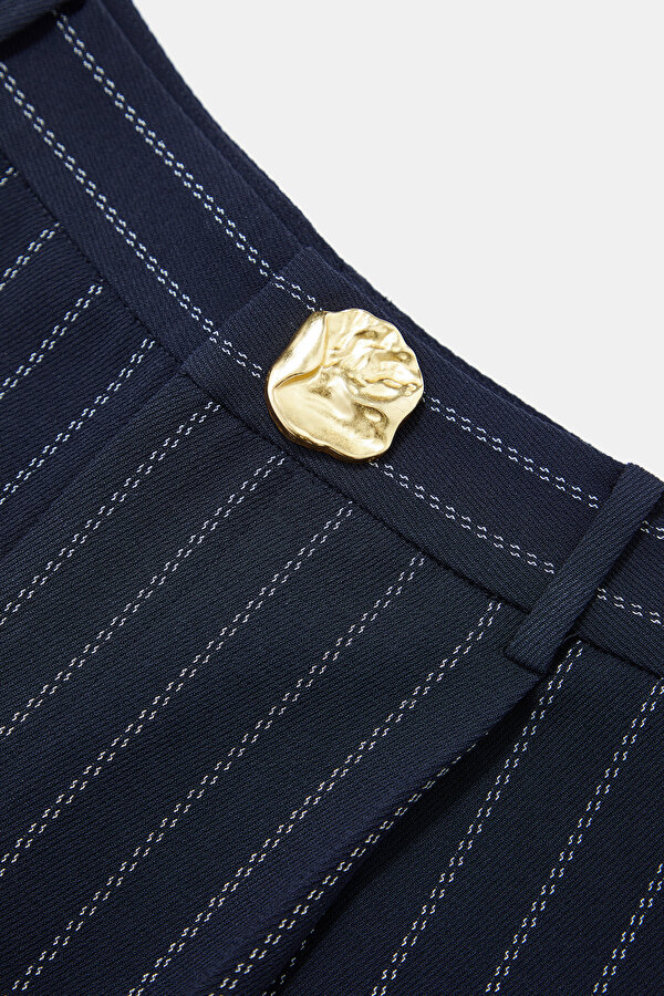 ECRU STRIPED STRAIGHT CUT TROUSERS 7