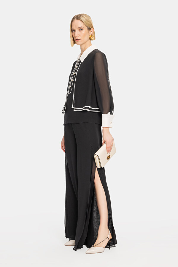BLACK WIDE LEG TROUSERS