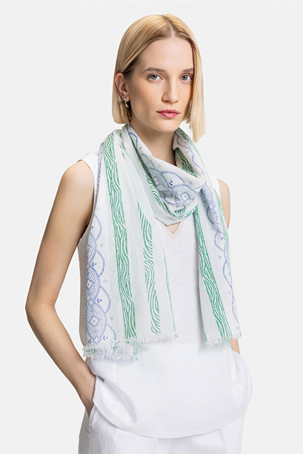 NAVY BLUE DESIGN FILLED SHAWL
