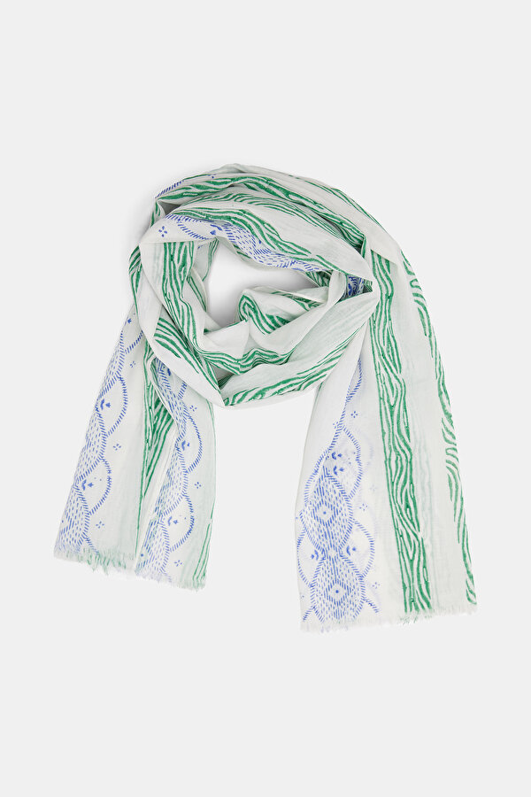 NAVY BLUE DESIGN FILLED SHAWL 2