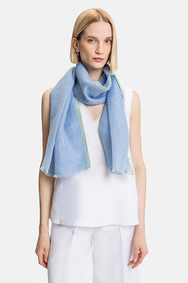 GREEN COTTON/LINEN SHAWL