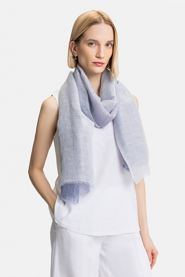 DARK BLUE LINEN COTTON SHAWL