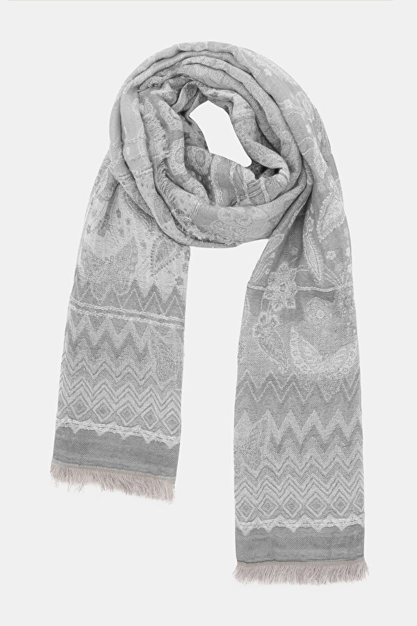 LIGHT GREY DESIGN FILLED SHAWL 2