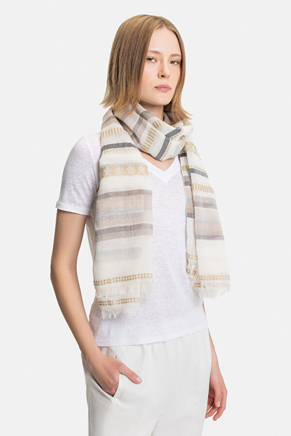 BLACK STRIPED PATTERNED SHAWL