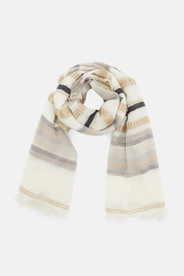BLACK STRIPED PATTERNED SHAWL 2