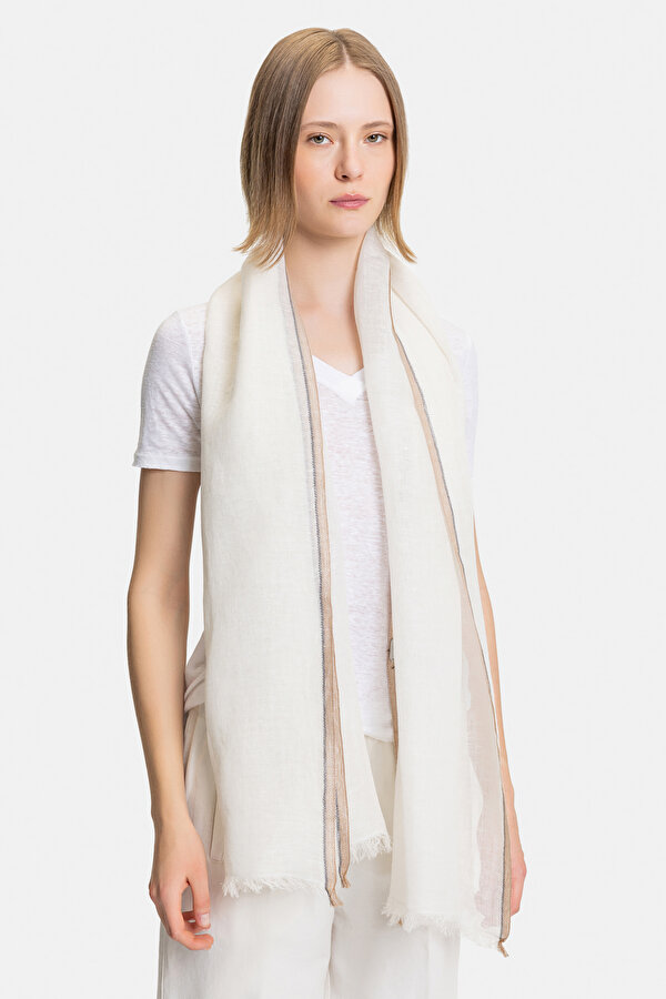 BROWN COTTON/LINEN SHAWL