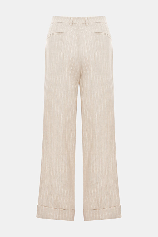 ECRU STRIPED WIDE LEG TROUSERS 7