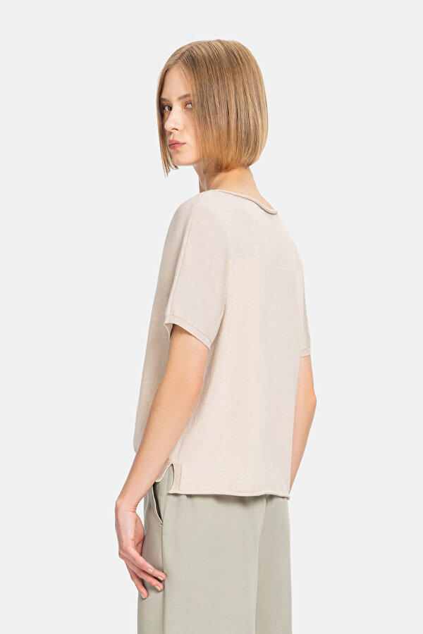 BEIGE BOAT NECK TRICOT 2
