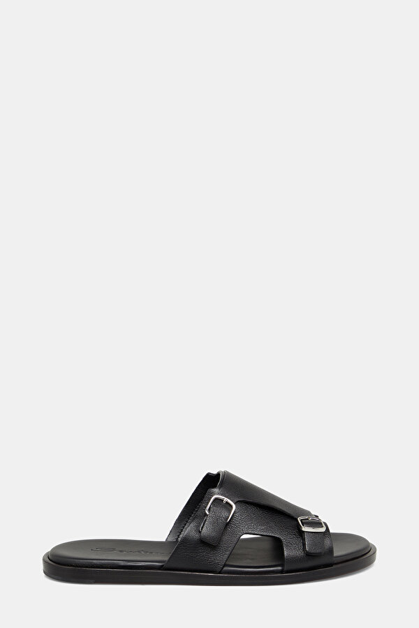 BLACK LEATHER SLIPPER